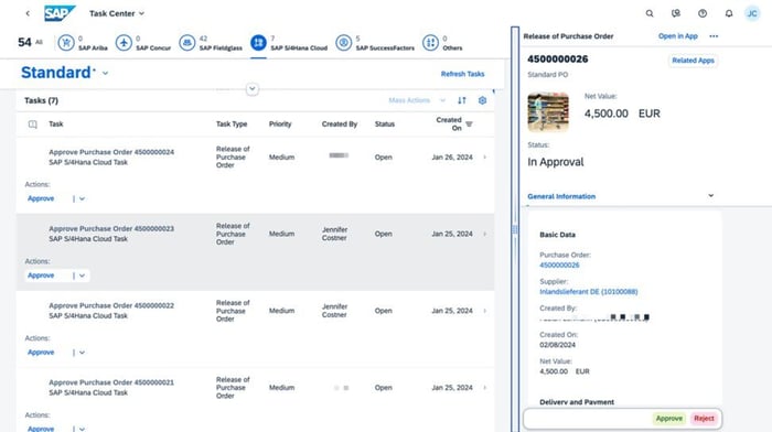 SAP Build Work Zone Task Center